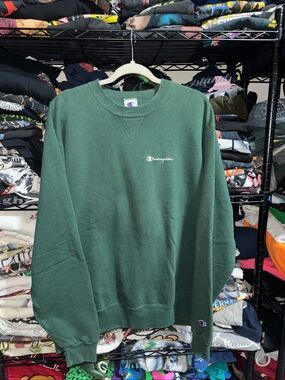 Vintage 90s Champion Green Crewneck Sweatshirt Size 2XL Embroidered Spell Out